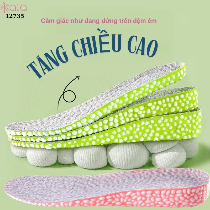 Lót giày tăng chiều cao,thoáng khí mùa hè,giảm xóc đàn hồi cao,lót đệm bốt martin Nam Nữ  12736