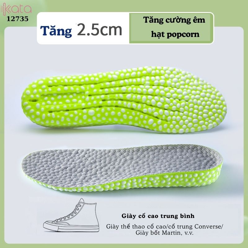 Lót giày tăng chiều cao,thoáng khí mùa hè,giảm xóc đàn hồi cao,lót đệm bốt martin Nam Nữ  12736