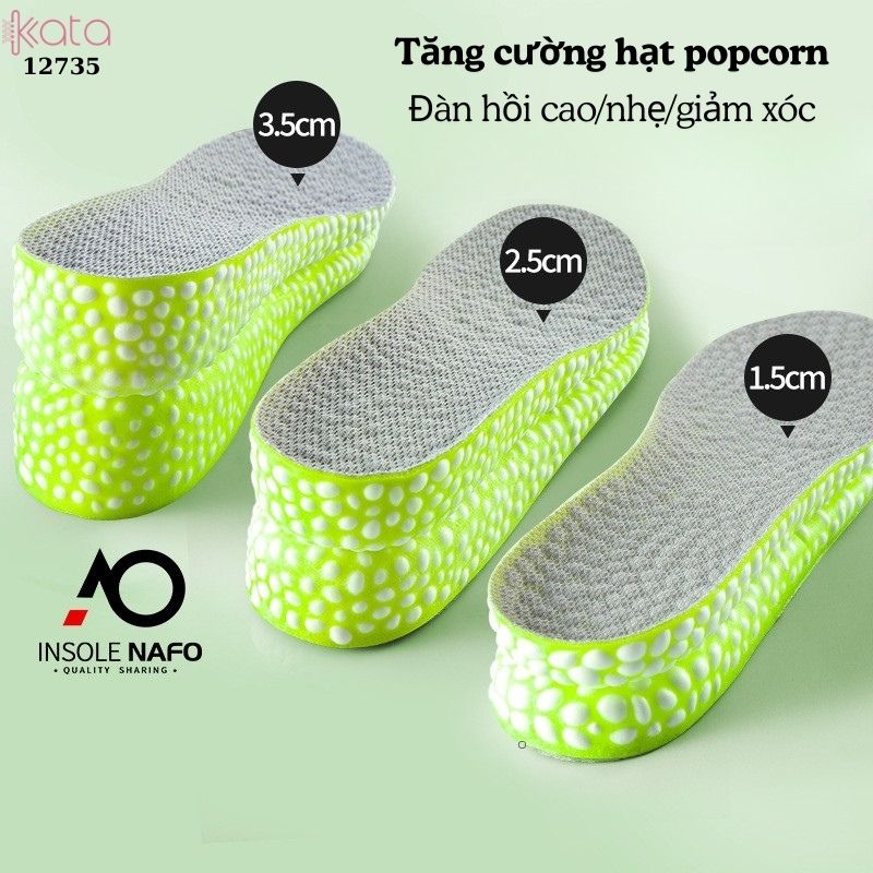 Lót giày tăng chiều cao,thoáng khí mùa hè,giảm xóc đàn hồi cao,lót đệm bốt martin Nam Nữ  12736