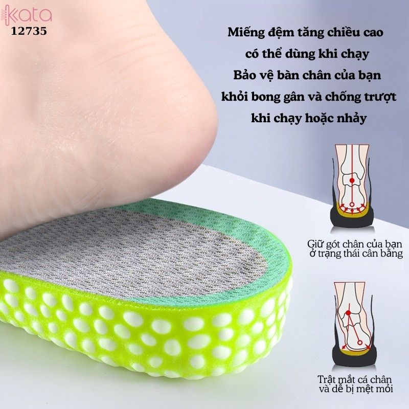 Lót giày tăng chiều cao,thoáng khí mùa hè,giảm xóc đàn hồi cao,lót đệm bốt martin Nam Nữ  12736