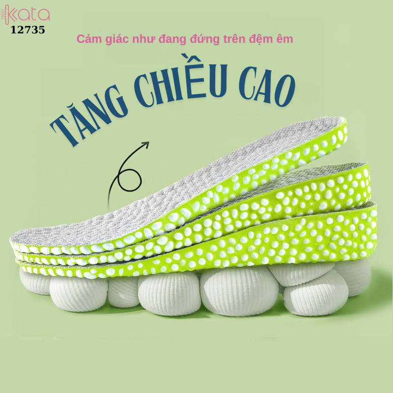 Lót giày tăng chiều cao,thoáng khí mùa hè,giảm xóc đàn hồi cao,lót đệm bốt martin Nam Nữ  12736