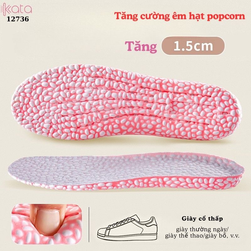 Lót giày tăng chiều cao,thoáng khí mùa hè,giảm xóc đàn hồi cao,lót đệm bốt martin Nam Nữ  12736