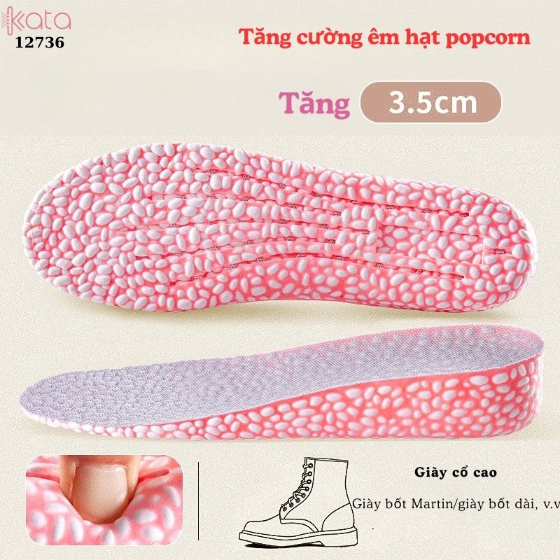 Lót giày tăng chiều cao,thoáng khí mùa hè,giảm xóc đàn hồi cao,lót đệm bốt martin Nam Nữ  12736