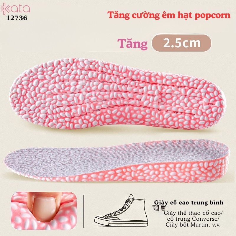 Lót giày tăng chiều cao,thoáng khí mùa hè,giảm xóc đàn hồi cao,lót đệm bốt martin Nam Nữ  12736