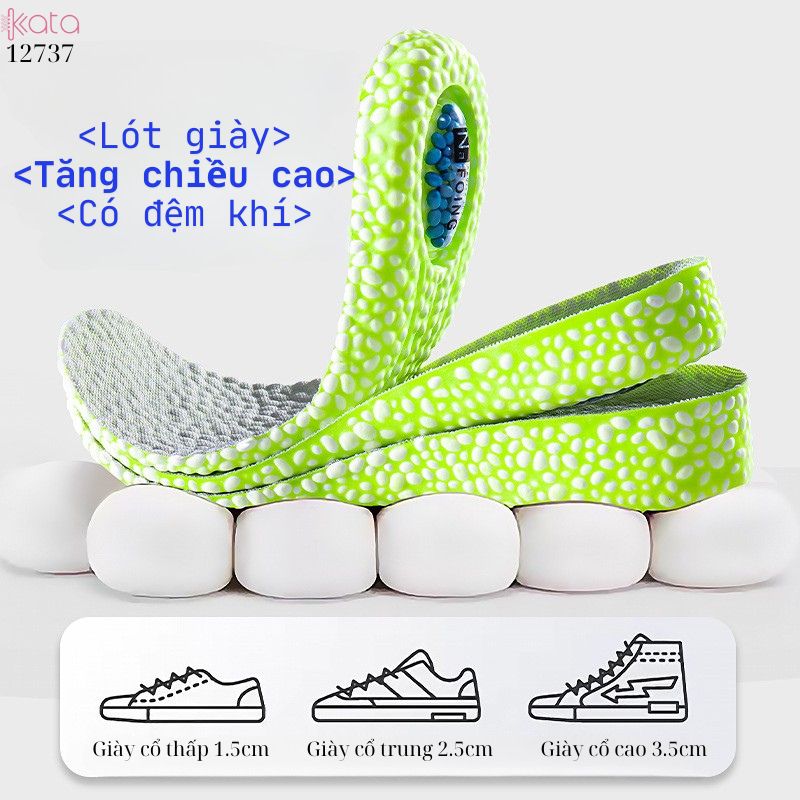 Lót giày tăng chiều cao,đệm khí tăng cường,giảm xóc đàn hồi cao,lót đệm bốt martin Nam Nữ  12738