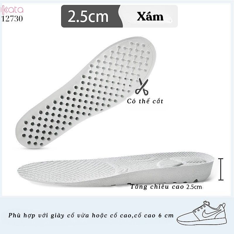 Lót cao bên trong,lót đệm thể thao đế mềm, hấp thụ sốc, thoáng khí, lót cao Nam Nữ 12730