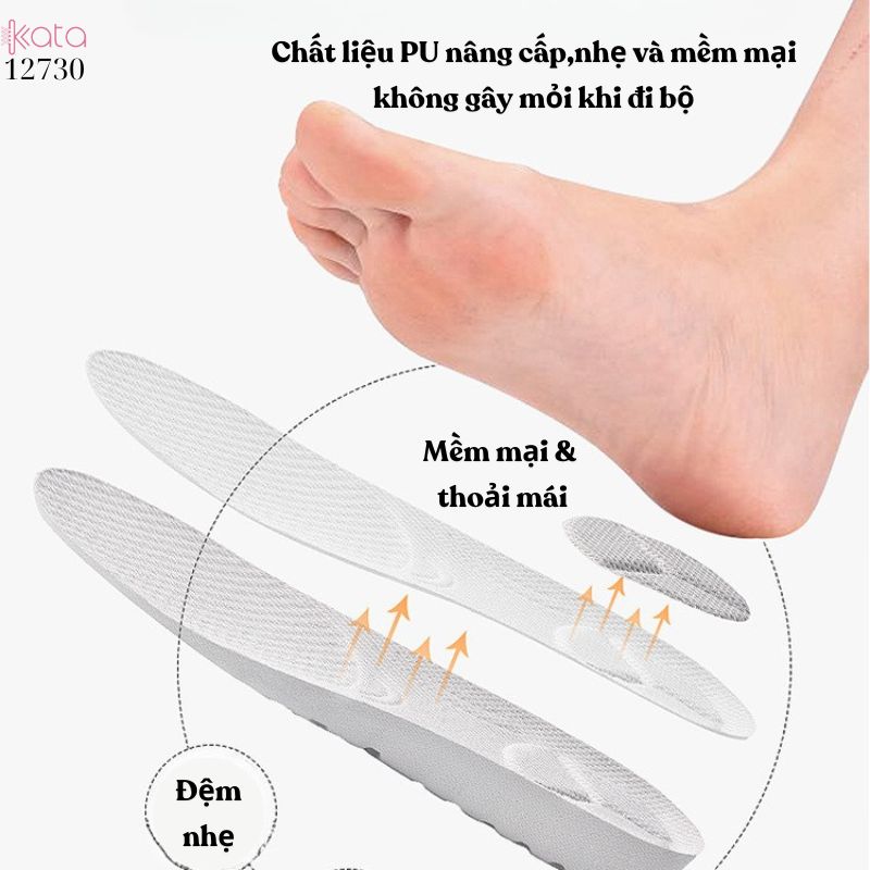 Lót cao bên trong,lót đệm thể thao đế mềm, hấp thụ sốc, thoáng khí, lót cao Nam Nữ 12730