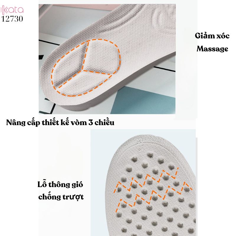 Lót cao bên trong,lót đệm thể thao đế mềm, hấp thụ sốc, thoáng khí, lót cao Nam Nữ 12730