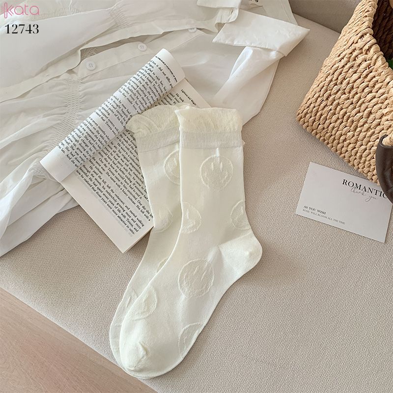Tất vớ ren trắng bông cao cấp,tất giữa bắp chân mùa hè phong cách Hàn Quốc 12743