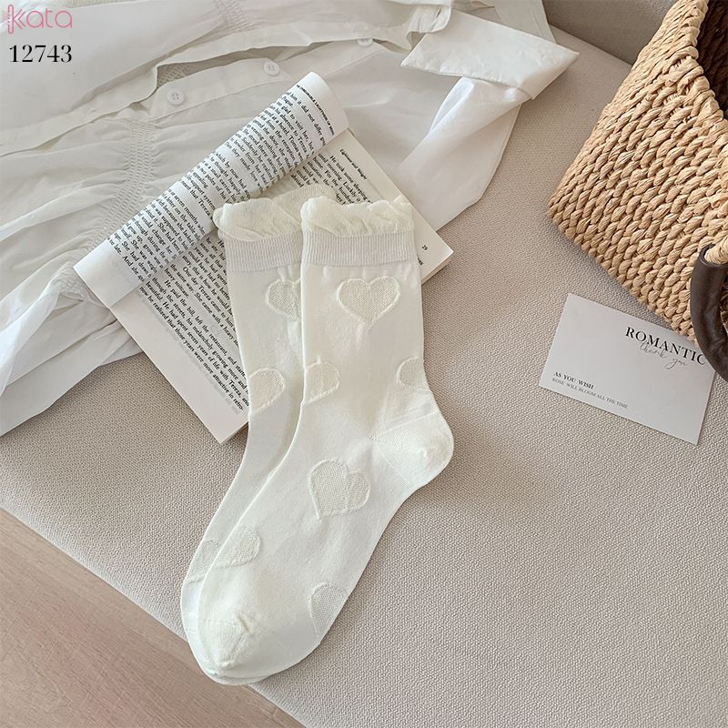 Tất vớ ren trắng bông cao cấp,tất giữa bắp chân mùa hè phong cách Hàn Quốc 12743