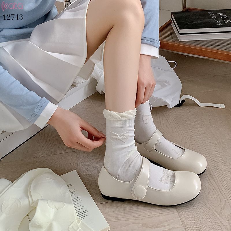 Tất vớ ren trắng bông cao cấp,tất giữa bắp chân mùa hè phong cách Hàn Quốc 12743