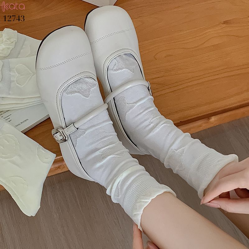 Tất vớ ren trắng bông cao cấp,tất giữa bắp chân mùa hè phong cách Hàn Quốc 12743