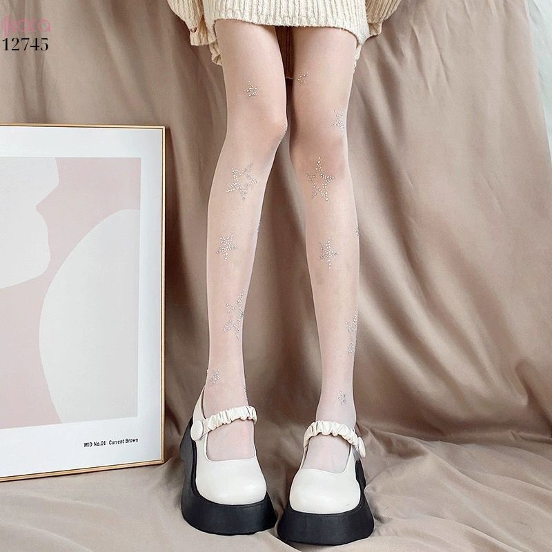 Quần tất lolita mùa hè trong suốt đính sao,quần trong mỏng phong cách Nhật Bản nữ 12745