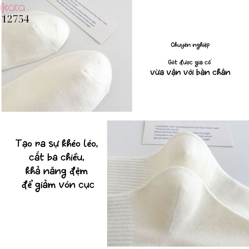 Tất ren nấm cuộn mép,vải bông mềm mịn, tất nữ sinh giữa bắp chân jk 12754