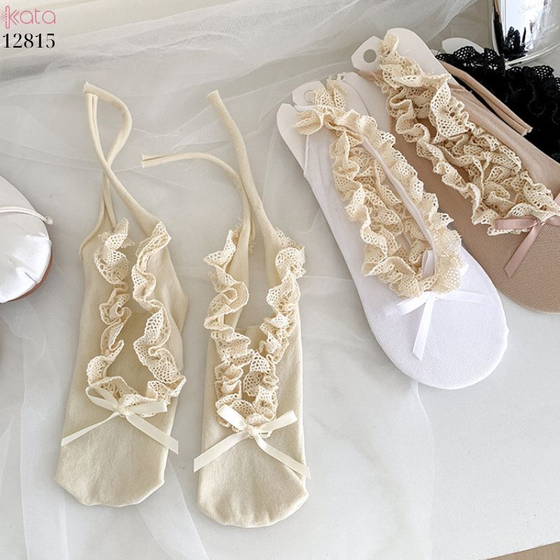 Tất vớ thuyền ren nấm JK Lolita,không tuột gót nữ 12815