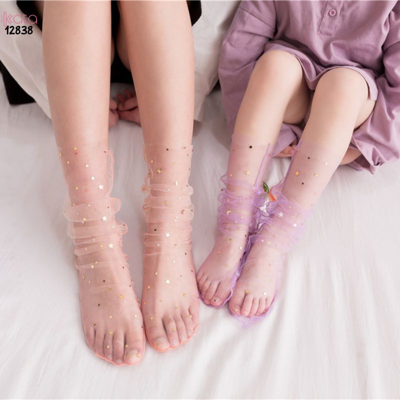 Tất lưới trong suốt mùa hè,vớ ngôi sao sequinned giữa bắp chân nữ 12838
