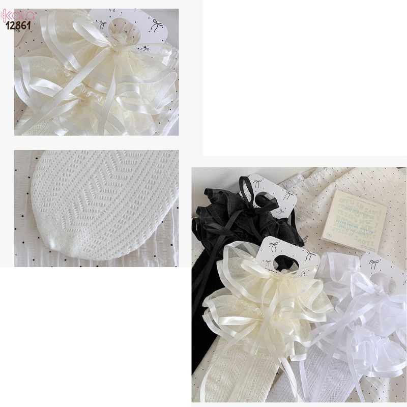 Tất ren nơ lolita cao cấp,vớ bắp chân ren mỏng mùa hè 12861