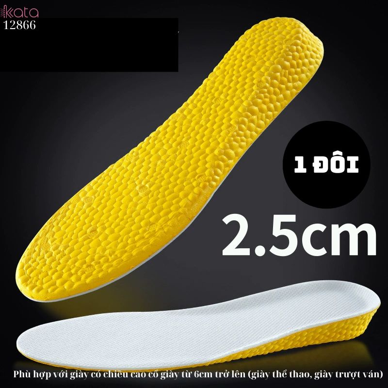 Đế lót giày tăng chiều cao,lót hấp thụ sốc đàn hồi ,thoáng khí thấm hút mồ hôi Nam Nữ 12866