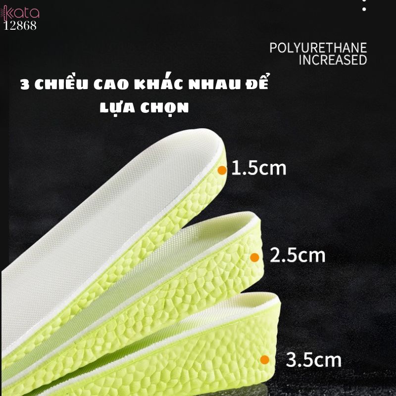 Đế lót giày tăng chiều cao,lót hấp thụ sốc đàn hồi ,thoáng khí thấm hút mồ hôi Nam Nữ 12866