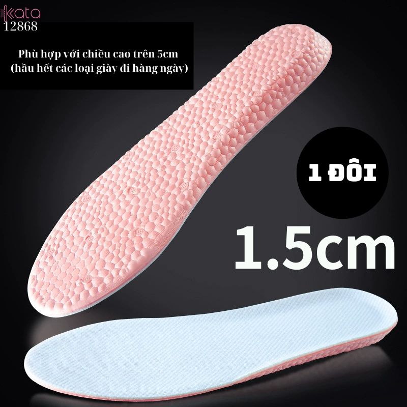 Đế lót giày tăng chiều cao,lót hấp thụ sốc đàn hồi ,thoáng khí thấm hút mồ hôi Nam Nữ 12866