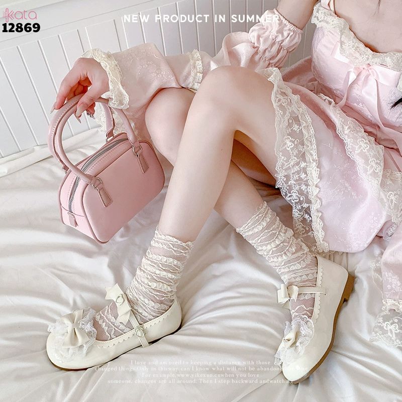  Tất ren mỏng mùa hè,vớ Lolita bắp chân ren ngang JK cao cấp 12869