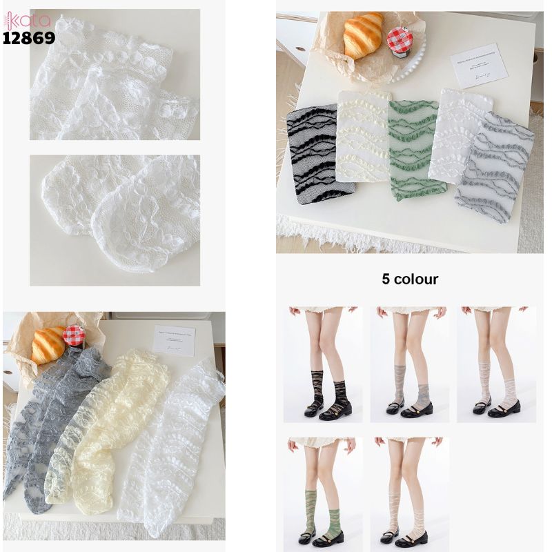  Tất ren mỏng mùa hè,vớ Lolita bắp chân ren ngang JK cao cấp 12869