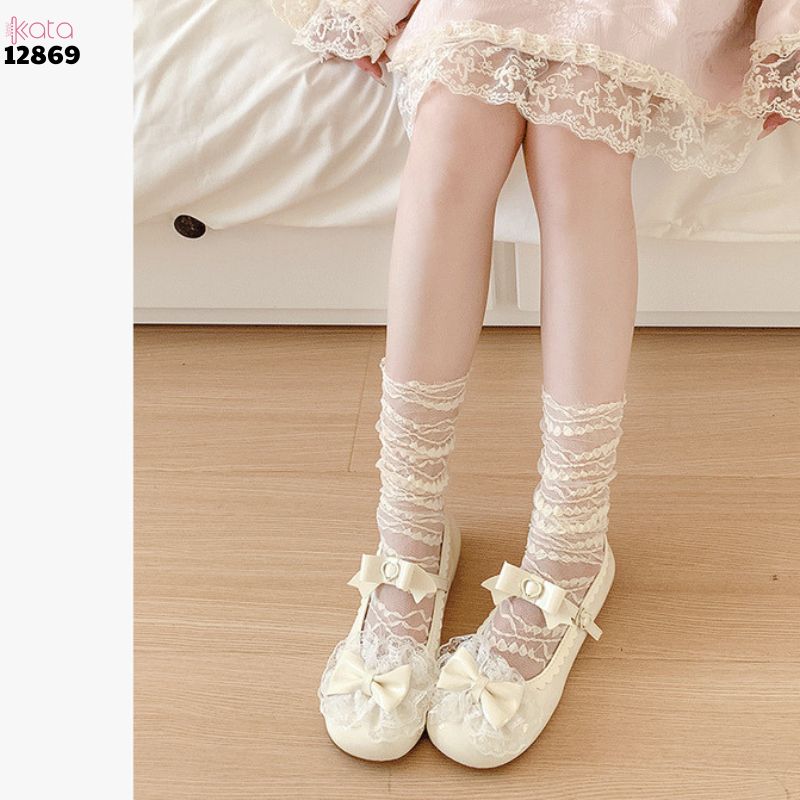  Tất ren mỏng mùa hè,vớ Lolita bắp chân ren ngang JK cao cấp 12869