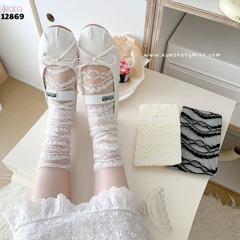  Tất ren mỏng mùa hè,vớ Lolita bắp chân ren ngang JK cao cấp 12869