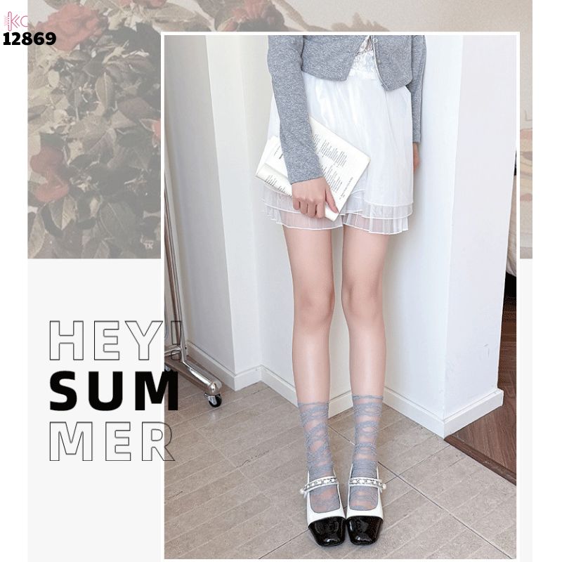  Tất ren mỏng mùa hè,vớ Lolita bắp chân ren ngang JK cao cấp 12869