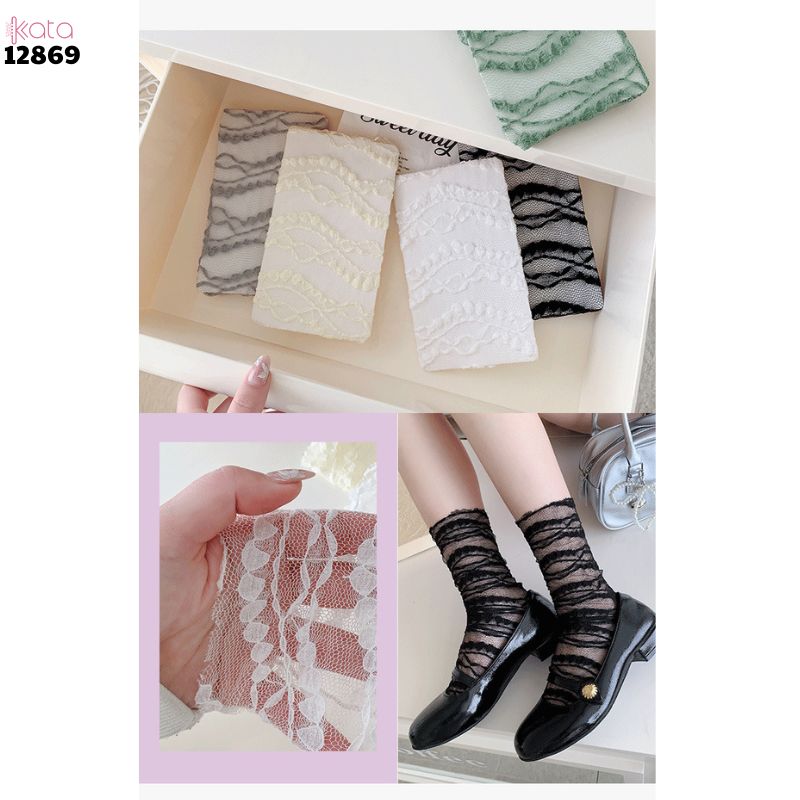  Tất ren mỏng mùa hè,vớ Lolita bắp chân ren ngang JK cao cấp 12869