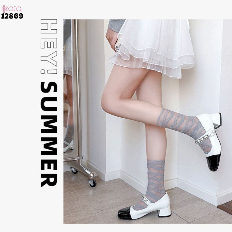  Tất ren mỏng mùa hè,vớ Lolita bắp chân ren ngang JK cao cấp 12869