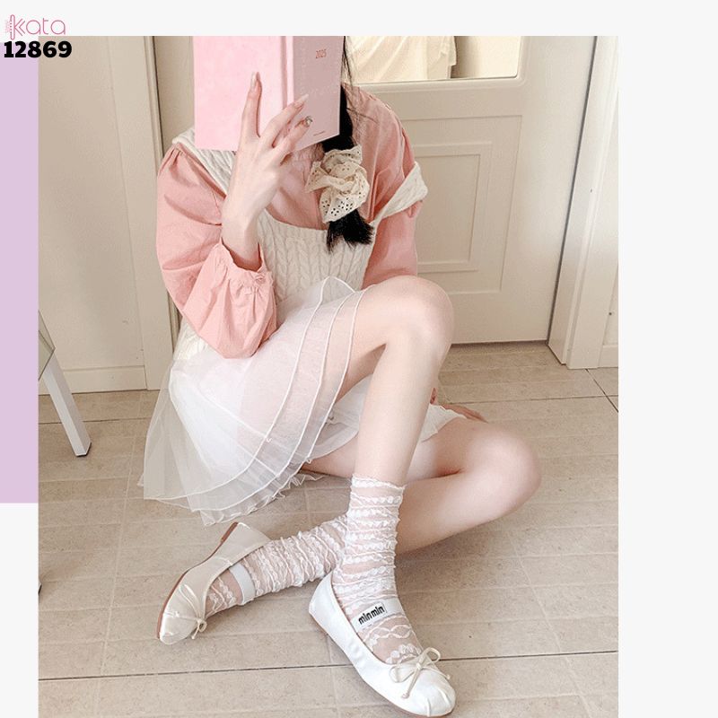  Tất ren mỏng mùa hè,vớ Lolita bắp chân ren ngang JK cao cấp 12869