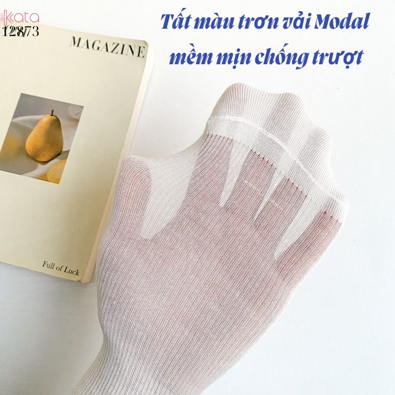 Tất màu trơn vải Modal mềm mịn chống trượt,vớ nữ giữa bắp chân 12873