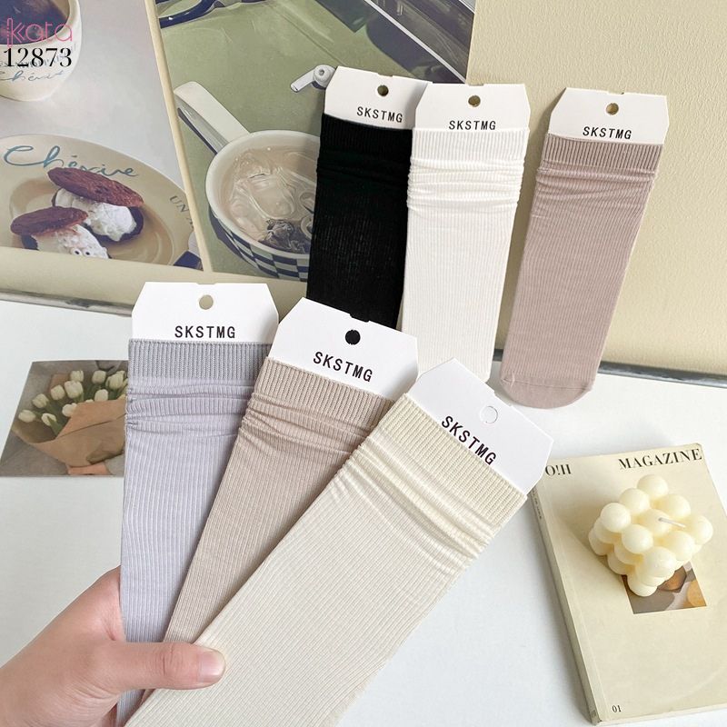 Tất màu trơn vải Modal mềm mịn chống trượt,vớ nữ giữa bắp chân 12873
