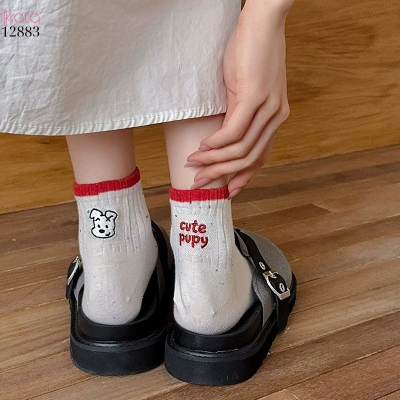Tất bông mềm mịn,vớ thêu hình phong cách  Hàn Quốc 12883