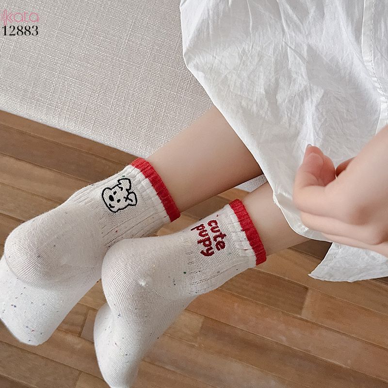 Tất bông mềm mịn,vớ thêu hình phong cách  Hàn Quốc 12883