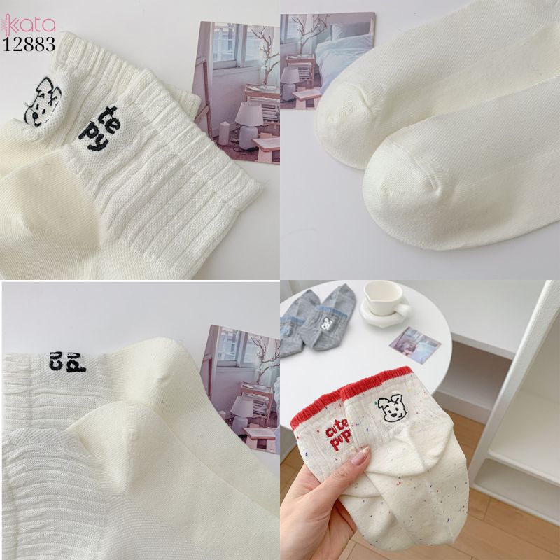 Tất bông mềm mịn,vớ thêu hình phong cách  Hàn Quốc 12883