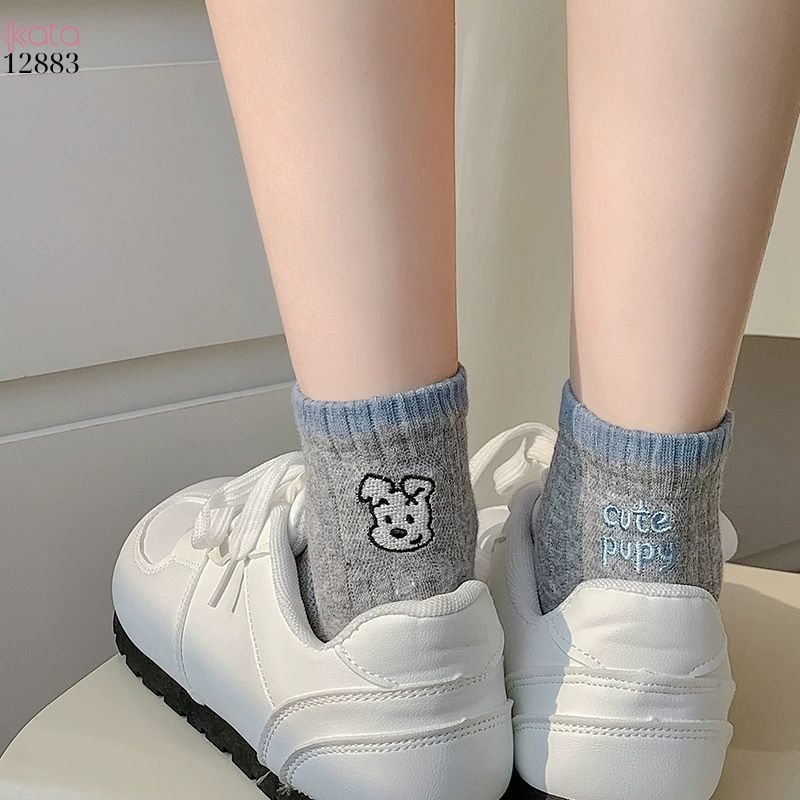 Tất bông mềm mịn,vớ thêu hình phong cách  Hàn Quốc 12883