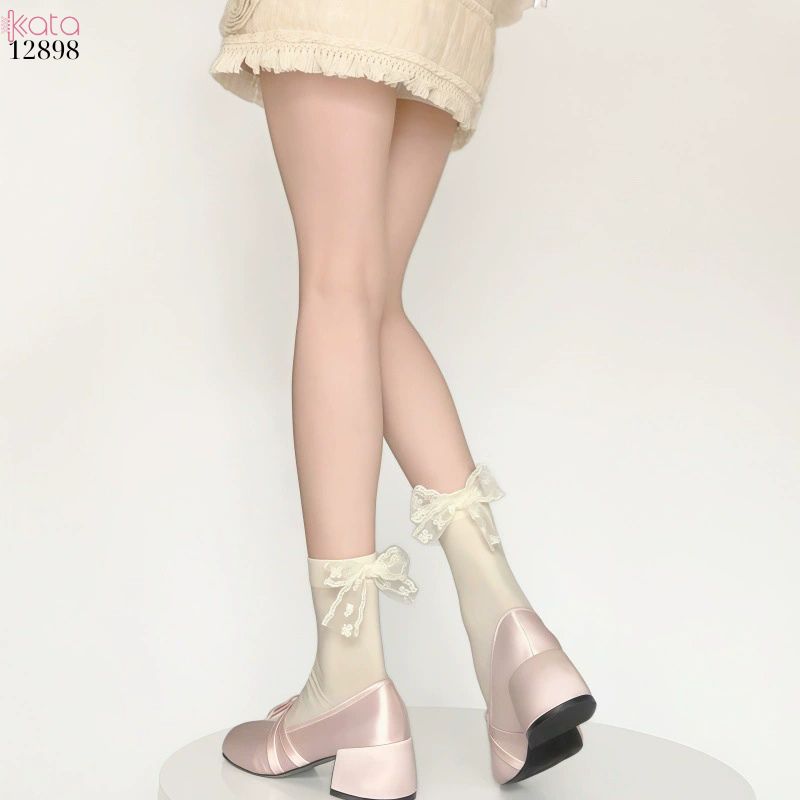 Tất ren ruy băng,vớ giữa bắp chân JK lolita mùa hè thoáng khí 12898