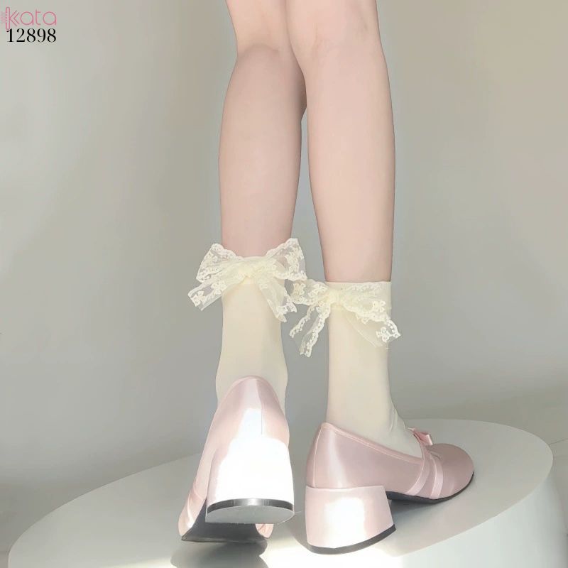 Tất ren ruy băng,vớ giữa bắp chân JK lolita mùa hè thoáng khí 12898