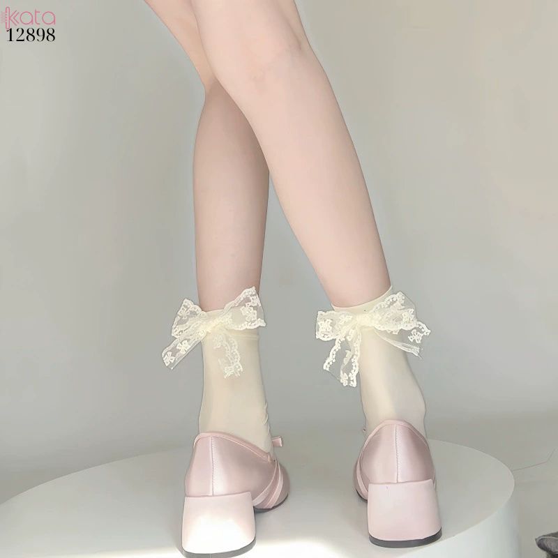 Tất ren ruy băng,vớ giữa bắp chân JK lolita mùa hè thoáng khí 12898