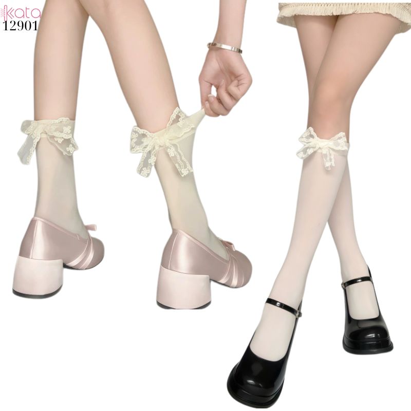 Tất ren ruy băng,vớ giữa bắp chân JK lolita mùa hè thoáng khí 12898