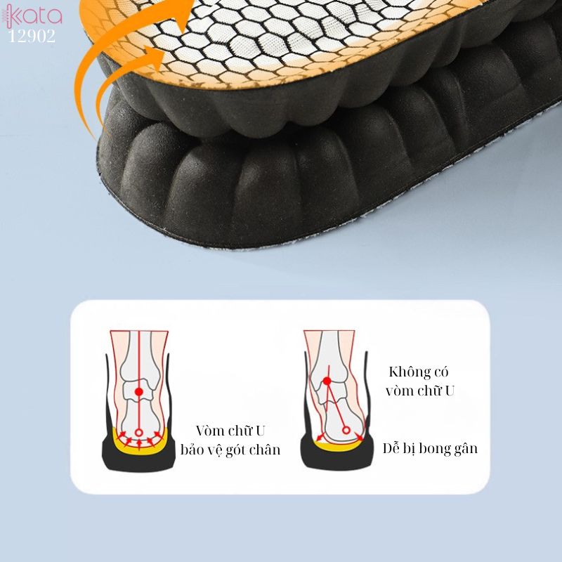 Lót giày thể thao Graphene 4D, công nghệ đám mây pu, massage,thấm hút mồ hôi,chống mùi 12903
