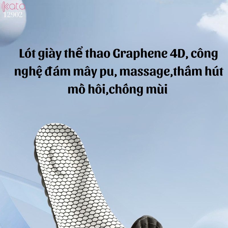 Lót giày thể thao Graphene 4D, công nghệ đám mây pu, massage,thấm hút mồ hôi,chống mùi 12903