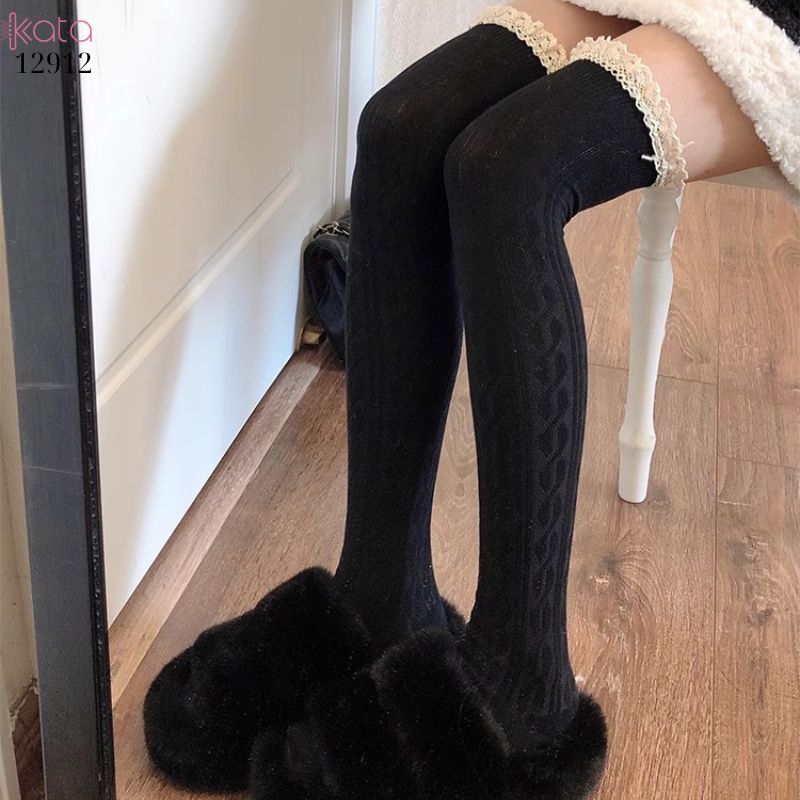Tất ren trên đầu gối lolita,vớ đi bốt dễ thương ngọt ngào 12912