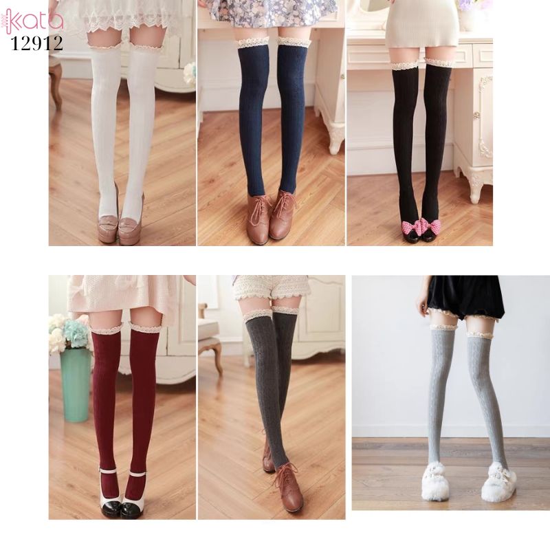 Tất ren trên đầu gối lolita,vớ đi bốt dễ thương ngọt ngào 12912