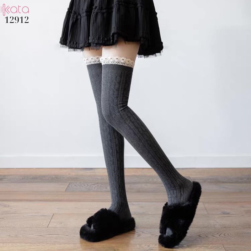 Tất ren trên đầu gối lolita,vớ đi bốt dễ thương ngọt ngào 12912