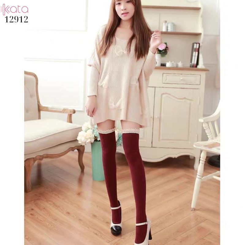 Tất ren trên đầu gối lolita,vớ đi bốt dễ thương ngọt ngào 12912