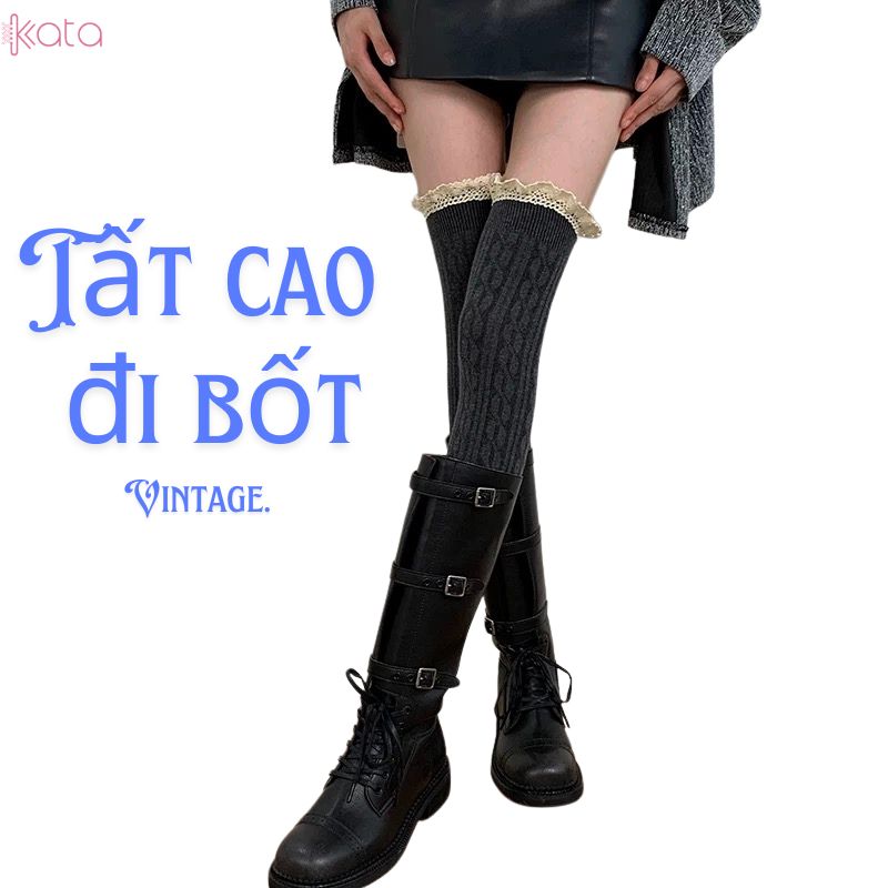 Tất ren trên đầu gối lolita,vớ đi bốt dễ thương ngọt ngào 12912