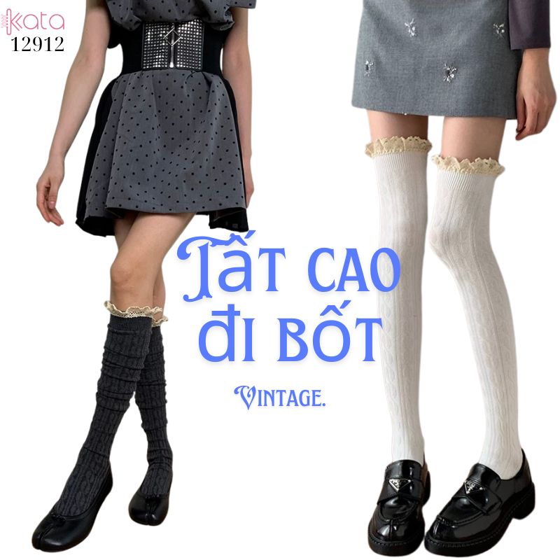 Tất ren trên đầu gối lolita,vớ đi bốt dễ thương ngọt ngào 12912